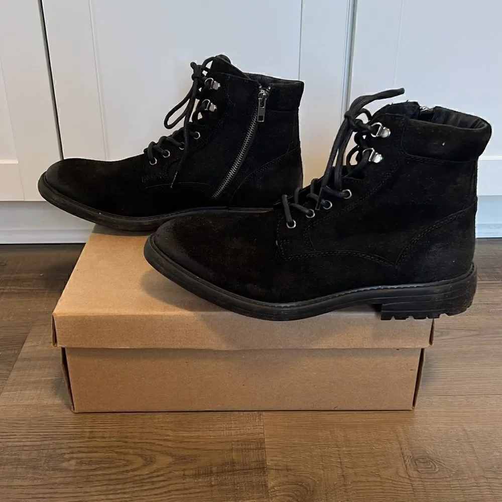 Steve Madden Brad Black Suede Moto Boot Men's Size 12 NEW